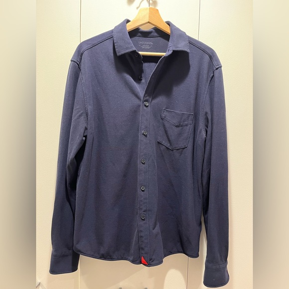 Untuckit Navy Blue knit Buttondown - Picture 1 of 4